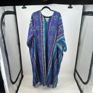 Women’s Vibrant Purple‎ and Blue Winlar Kaftan Moomoo Robe Loungewear